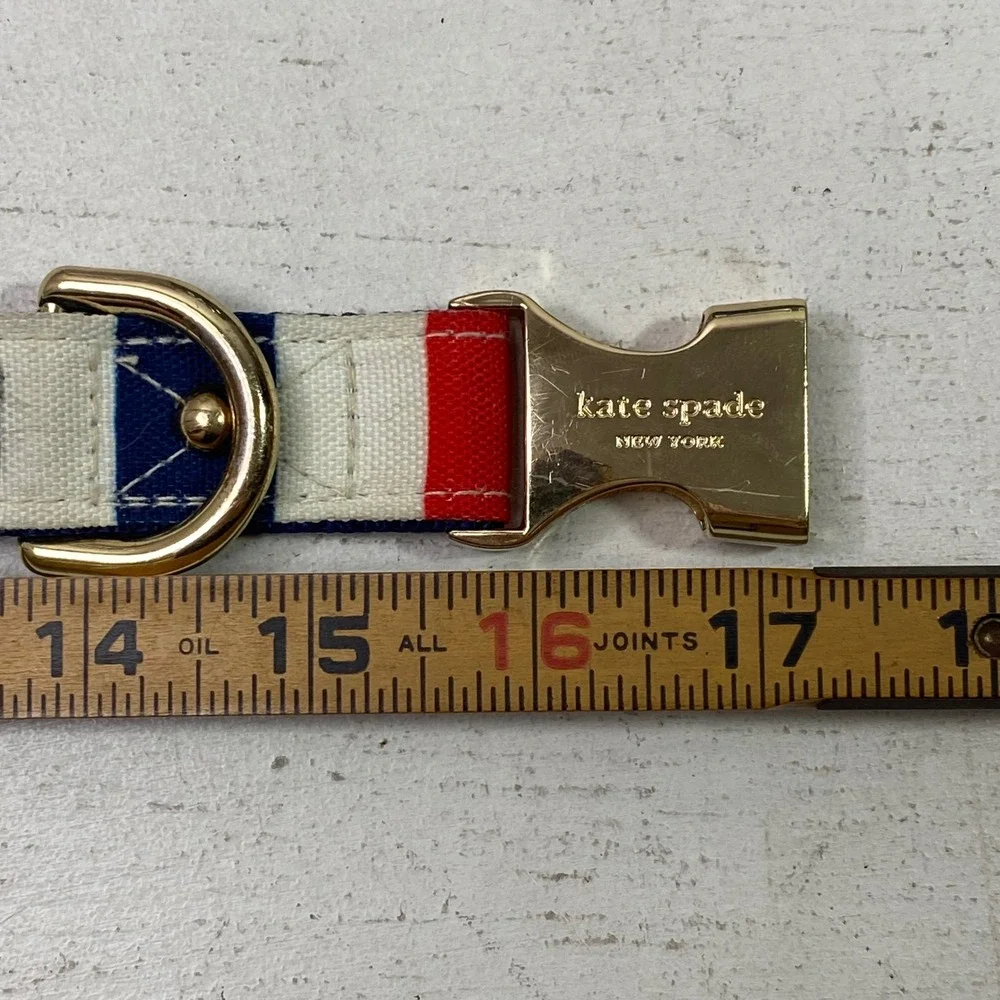 Kate Spade New York Adventure Stripe L/XL Dog Collar Gold Hardware